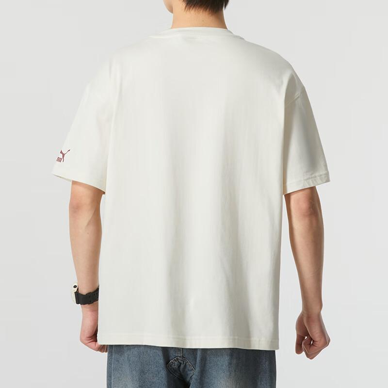 Puma Letter Print Outdoor Fashion Casual Comfortable Round Neck Short Sleeve T-Shirt Men Tops Beige 629400-87