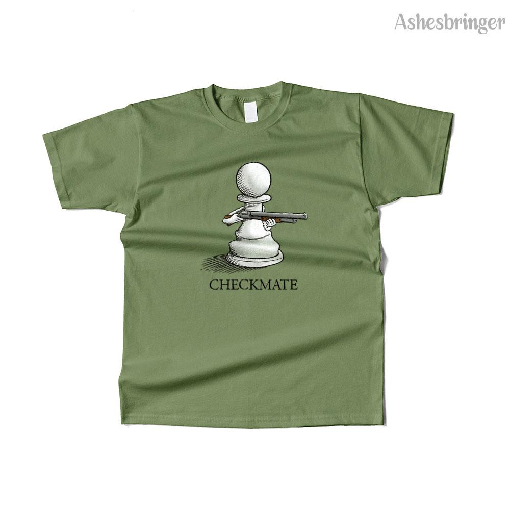 Mens Cotton Checkmate Graphic Chess Funny T Shirt Street Casual Style Tee for Men and Women