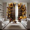 2 Stück HD Thanksgiving Kürbis Fass Sonnenblume dekorativer Vorhang Gelber Bindeband Digital bedruckter Vorhang Heimdekorationsstil Dec