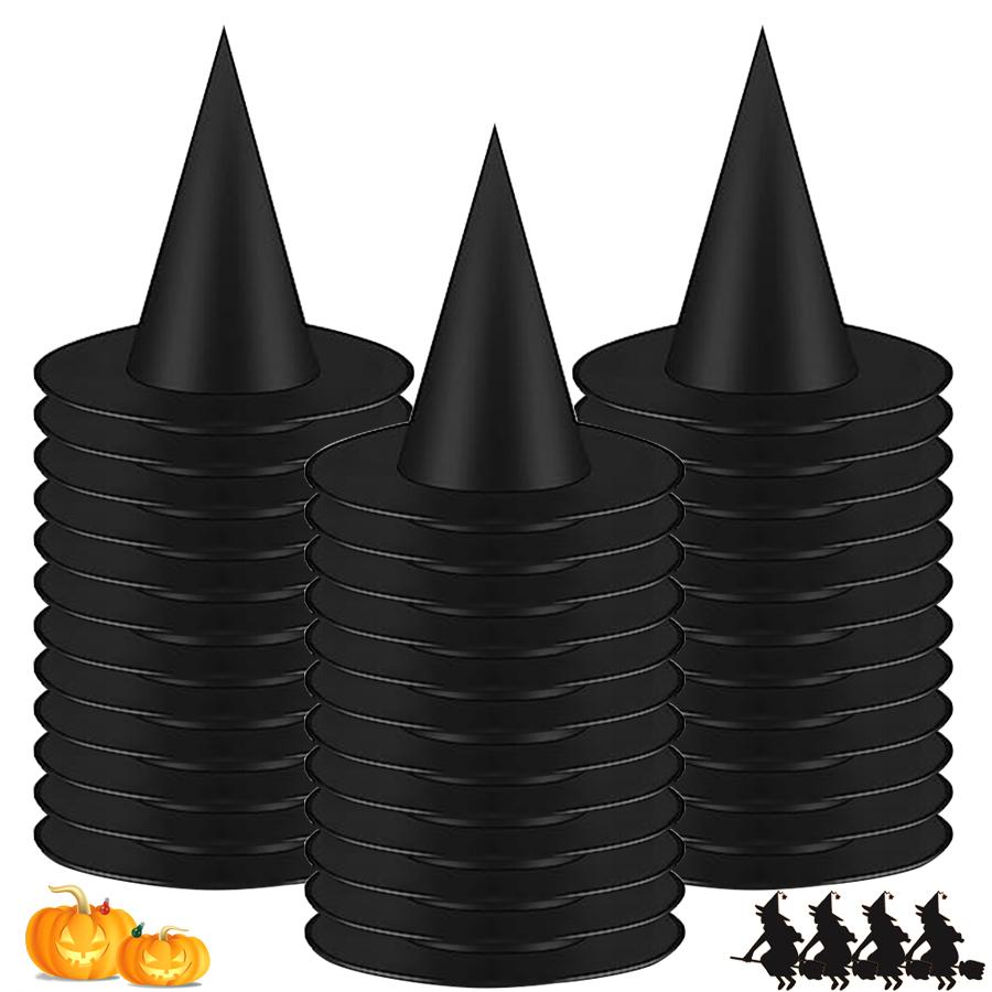 3pcs Halloween Black Witch Hat Creative Party Cosplay Decoration Accessories Family Halloween Hat Pointed Decorative Hat