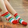 1 Paar Damen-Zehensocken mit bunten Streifen, atmungsaktiv, mit Fußgewölbeunterstützung, mittelhoch, rutschfest, feuchtigkeitsableitend und kompressionsfähig