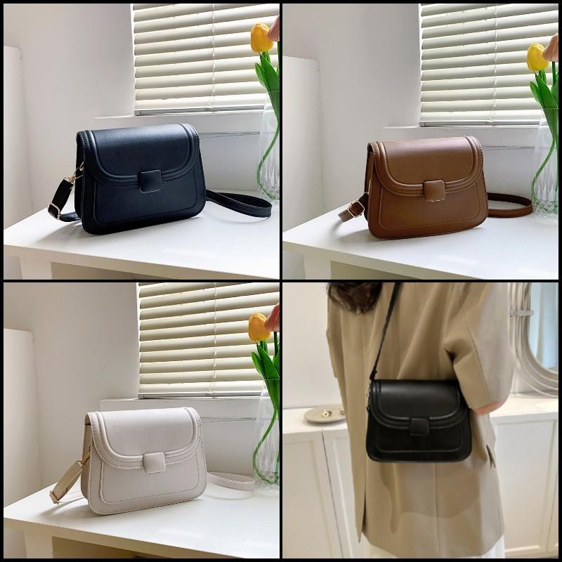 Leather Pu Women Crossbody Bag Single Shoulder Magnetic Closure Solid Color