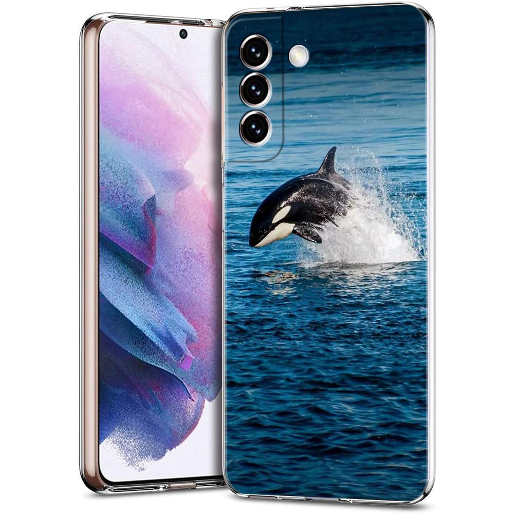 Handyhülle für Samsung Galaxy S24 Ultra S23 FE S22 S20 S21 5G S10 S9 Plus S10E S8 Transparent Orca Ozean süßer Schwertwal Hülle
