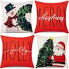 Kissenbezüge mit Weihnachtsmotiv: Schneemann, Frohe Weihnachten, Holly Jolly, Weihnachtsmann mit Baum Sofakissenbezug, Heimzimmerdekoration