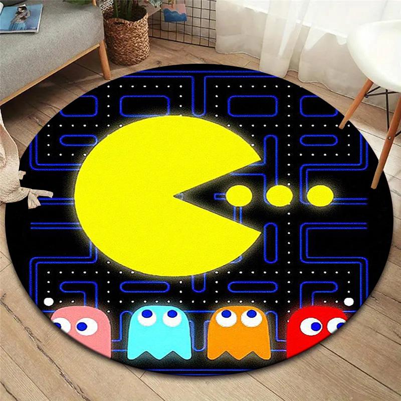 Tappeto Rotondo Pac-Man, Tappeto per Soggiorno Camera da Letto Divano Sala Giochi Decorazione, Tappetino Antiscivolo