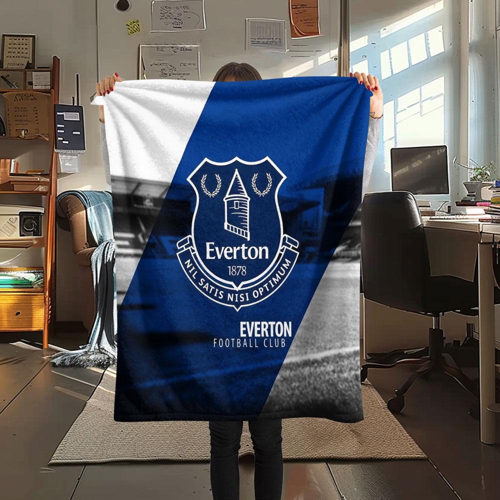 1 STuks Everton F.C. Patroon Flanellen Deken Geschikt Voor Alle Seizoenen voor Huisdecoratie Warmte en Comfort Cadeaus Vakantiecadeau