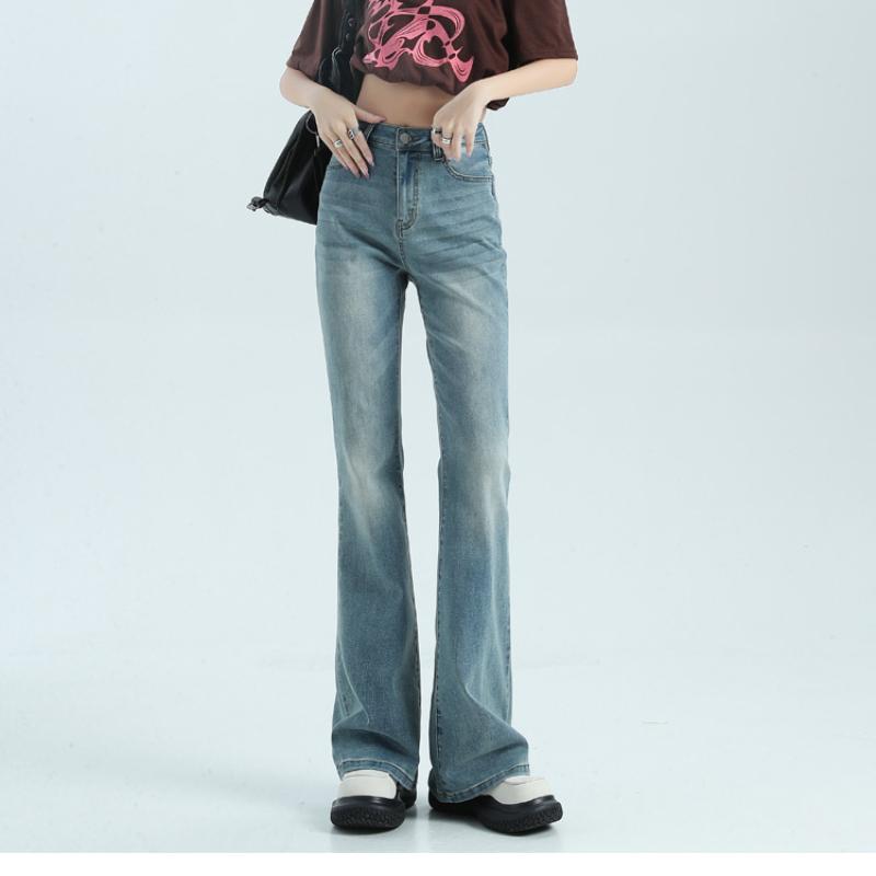 New Autumn Streetwear High Waist Loose Slim Stretchy Korean Stytle Vintage Casual Comfortable Jeans For Women Flare Jeans Pants