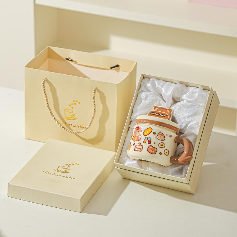Cute Cartoon Cute Pet Doodle Animal Mug Office High Value Water Cup Mobile Phone Stand Student Ceramic Cup
