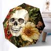 1PC Skull Flowers Umbrella-8-Rib Reinforced, Automatic Open, Lightweight & Durable, Fashion Accessory for Outdoor, Beach L0348