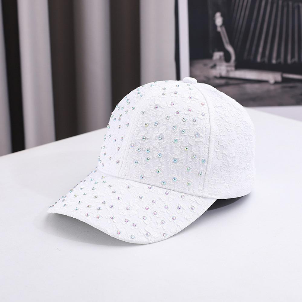 Breathable Floral Baseball Cap Rhinestone Decoration Adjustable Flower Baseball Hat Sun Protection Elegant Hat Summer Wear
