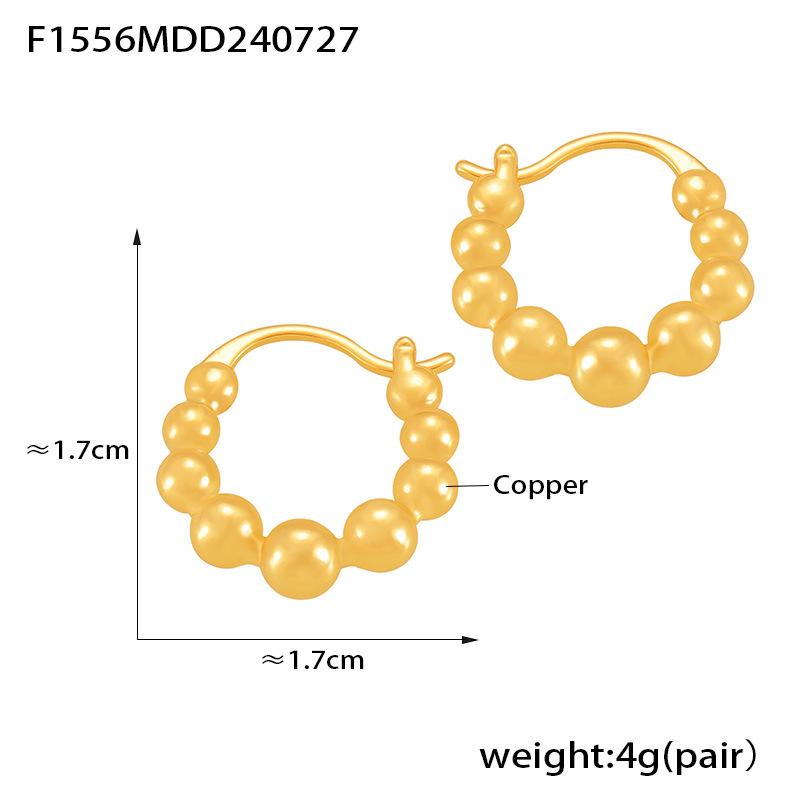 New Gold Small Ball Splicing Earrings Cold Wind Simple Copper Plated Real Gold Earrings Women