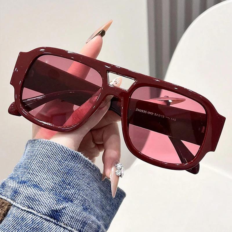 Fashion Men Double Bridges Square Sunglasses Women Candy Color Retro Wide Legs Men Glasses Shades UV400 Oculos De Sol