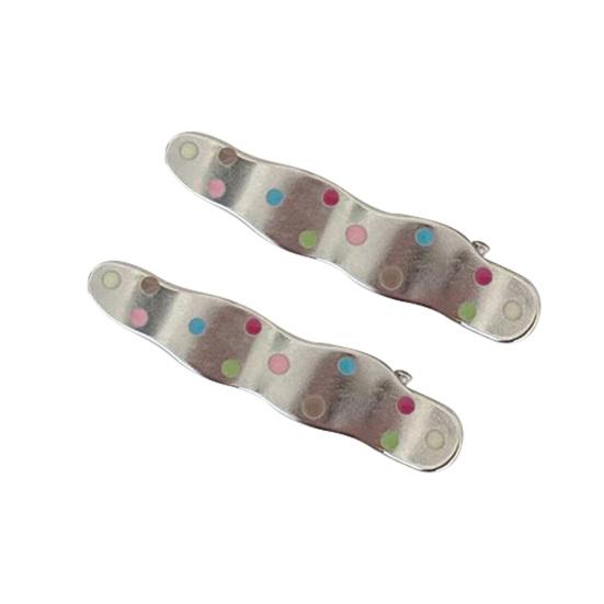 1 Pair Girl Hairpin Dot Print Wave Hearts Geometric Design Metal Hair Clips Side Bang Hair Pins Commuting Hair Accessories