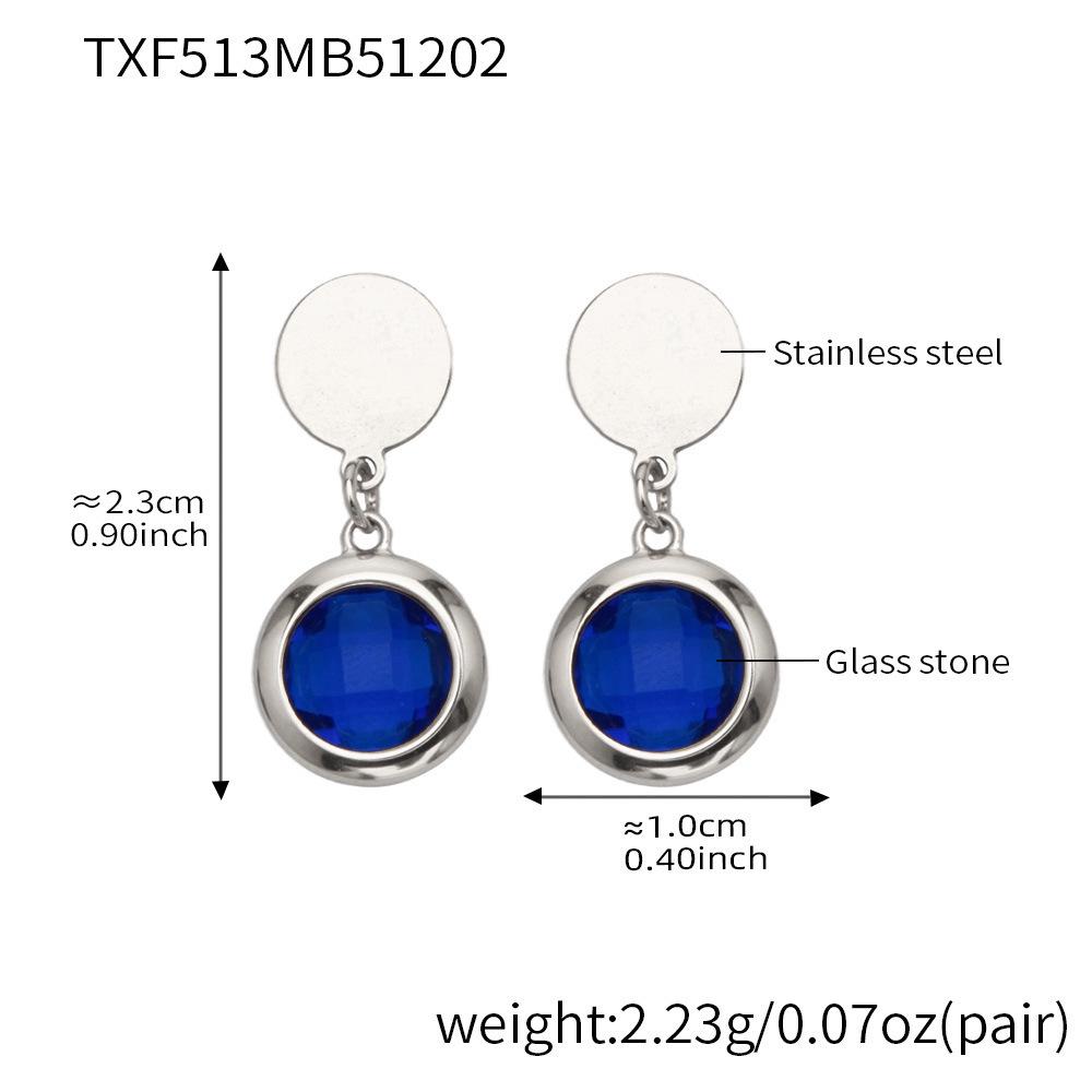 Round Faceted Glass Stone Jewelry Set - Necklace, Earrings, Bracelet - European American Fashion Design
