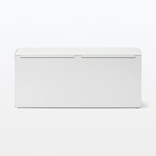 MUJI Steel Tap Storage Box, Flap Type, White Gray, 32cm (W) X 10cm (D) X 14cm (H), 44596654, Cable Box, Storage Box, Wire Concealment