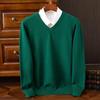 Men's V-neck Knitwear Sweater - Casual, Business, Loose Fit, Solid Color, Long Sleeve