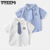 Children's Short Sleeved Shirt Korean Children's Clothing Summer Style Boys' Gentleman College Style Short Shirt