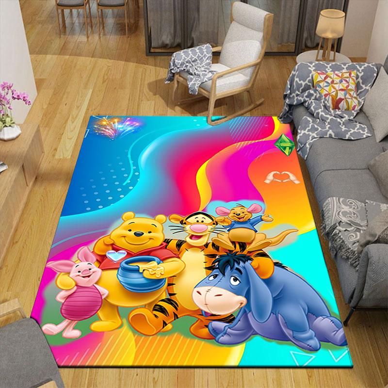 Anti-slip and Stain-resistant Rug, Winnie the Pooh and Friends Print Rug, Suitable for Children's Rooms and Bedroom Decoration.