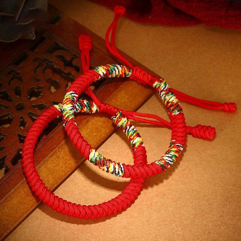 Tibetan Buddhism Lucky Bracelet Unisex Braided Adjustable King Kong Knot Red String Bracelets For Men Women Couple