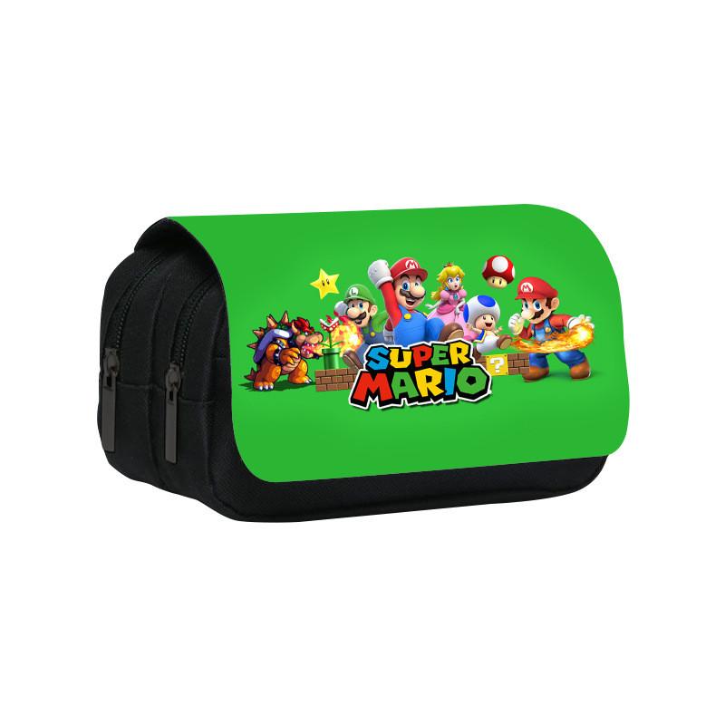 Mario Double Layer Pen Bag With Large Capacity For Students School Supplies Organizer