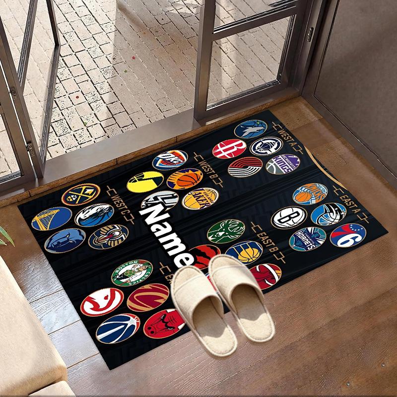 Custom Name Personalized Basketball Print Carpet, Versatile Home Decor Rug, for Playroom, Apartment, Balcony, Entryway, Hallway Gift