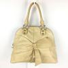 Made In Italy CREATION LUSSET Leather Mini Boston Bag Beige with Large Ribbon(USED)