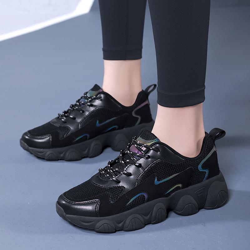 Brand Mesh Breathable Dad Shoes Women 2024 New Autumn Casual Comfortable Soft Sole Casual Wedge Platform Sports Running Shoes