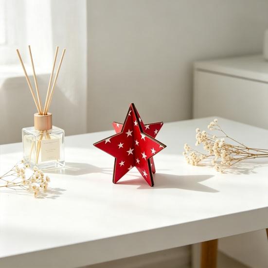 3D Wooden Stars Ornaments Patriotic American Stars and Stripes Design Tool-Free Assembly Ornament for Home Office Decor July 4th