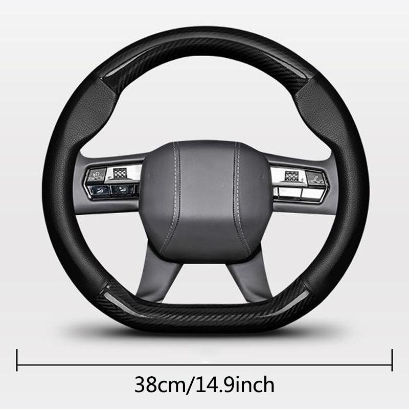 Carbon Fiber Leather Car Steering Wheel Anti-slip Wheel Cover For Porsche Panamera Cayenne Taycan 911 718 Macan Carrera-GT CVH1