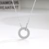 European-American S925 Silver Necklace: Simple, Elegant Circle Design with Inlaid Diamonds for Women