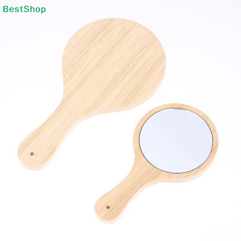 Natural Bamboo Handheld Mirror – 2 Sizes Round Wooden Mirror for Home & Salon