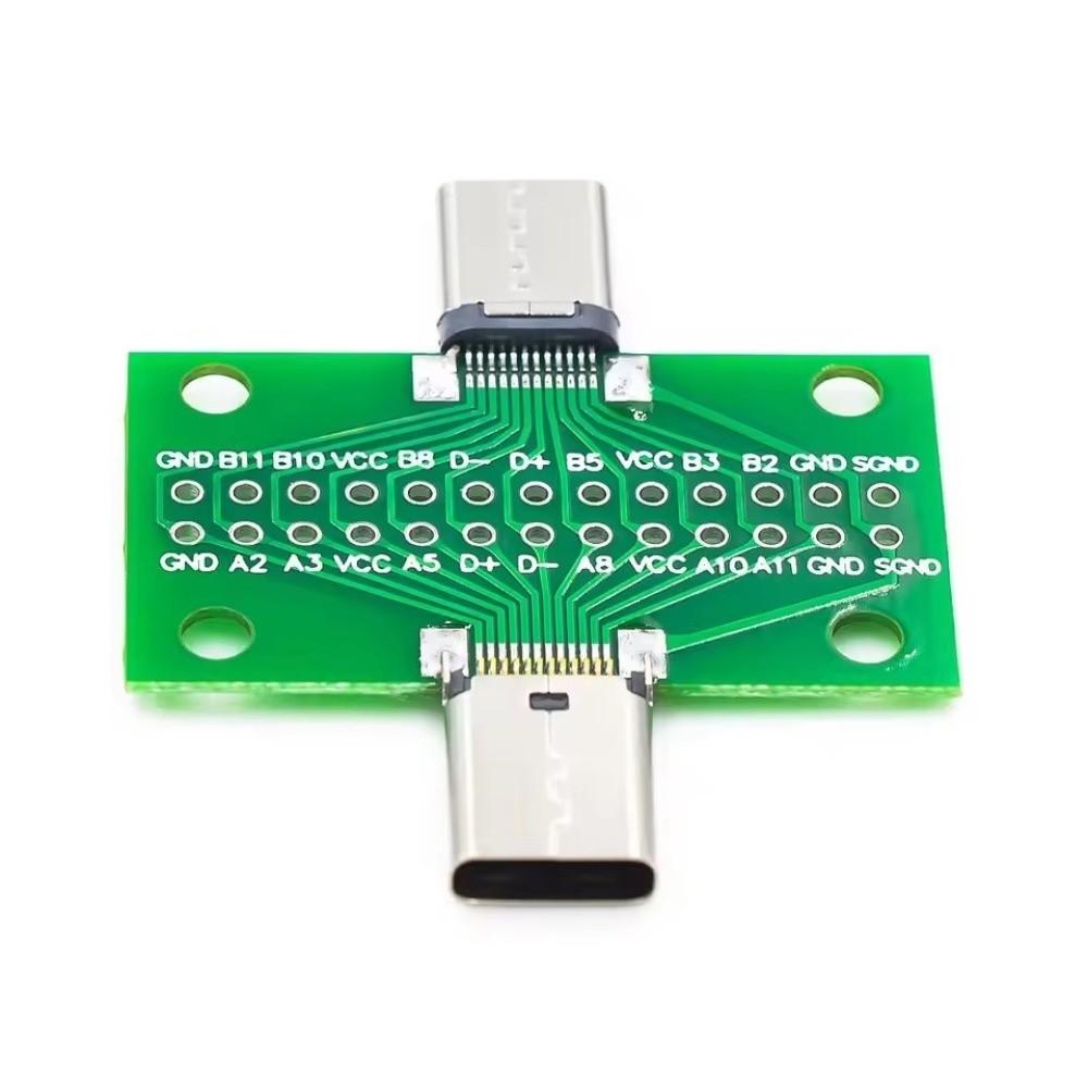 2.54mm Pitch USB Type-C Adapter 24 Pin Type-C Connector Socket New Type-C Test Board For Data Line