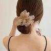 Hairpin Handmade Chiffon Flower 3D Petals Hair Clip with Polished Metal Spring Clip Back Head Bun Hair Accessories
