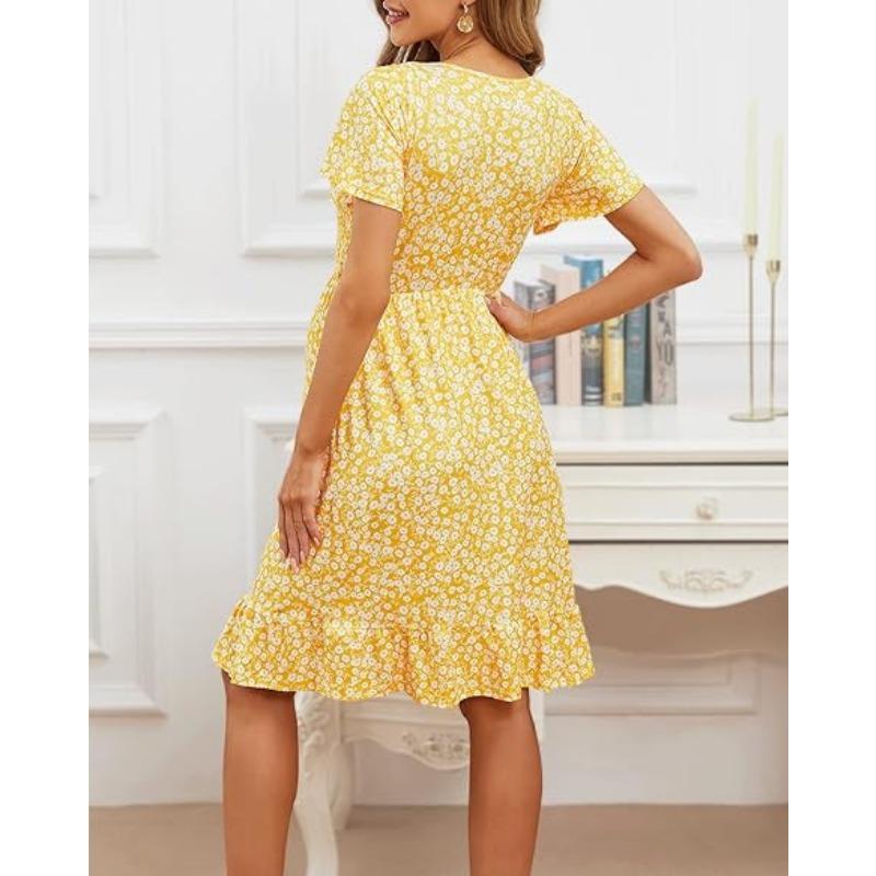 Women's Summer Pregnant Women's V-neck Dress Loose Comfortable Casual Dresses