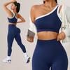 European Size One-Shoulder Yoga Set: Stylish Sports Bra & Pilates Fitness Outfit for Outdoor Activities