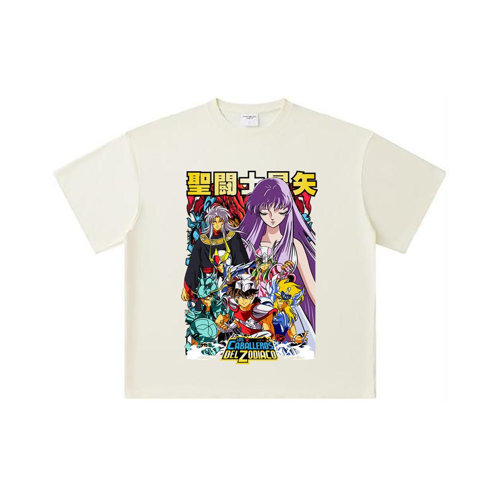 260 GSM Double Yarn 32 Count 100% Cotton Saint Seiya V2 Print Unisex Heavy Cotton T Shirt… More