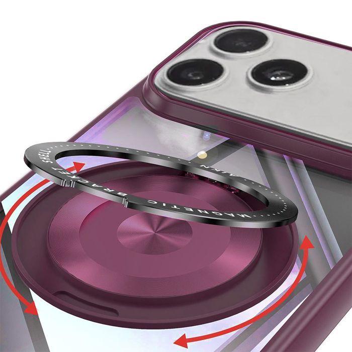 Protective Case - BOOLING - for iPhone 17 Pro - Hybrid with Magnetic Rotating Ring - Red