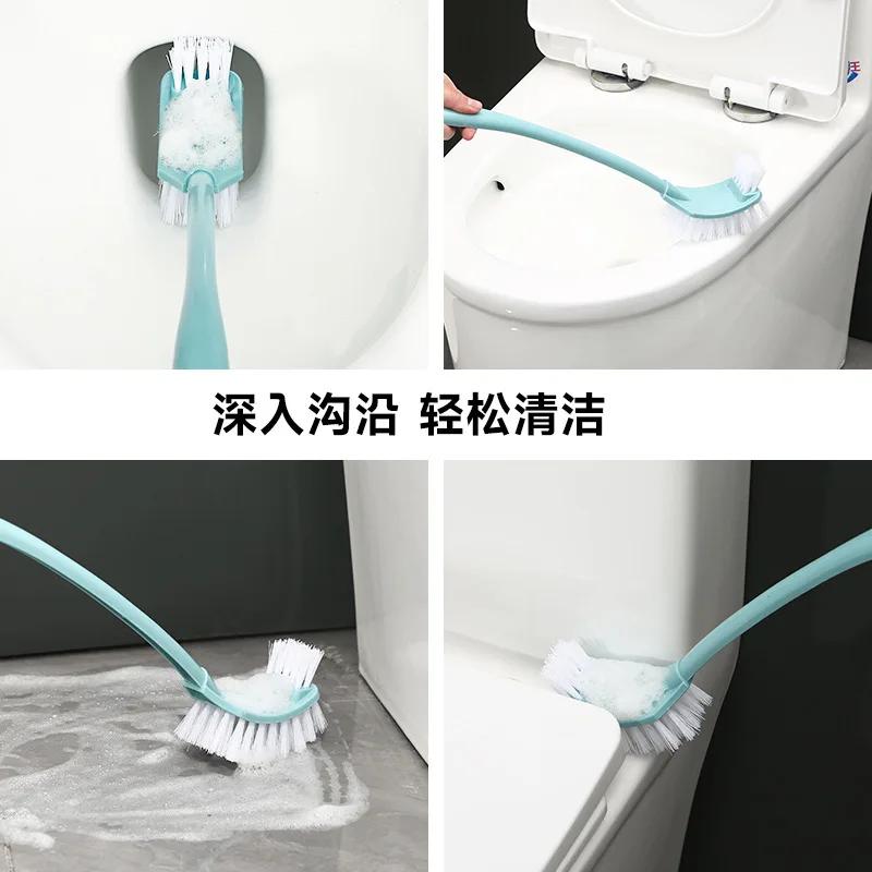 Brosse WC à long manche rechargeable, accessoires de nettoyage de salle de bain, fournitures de nettoyage de toilettes double face