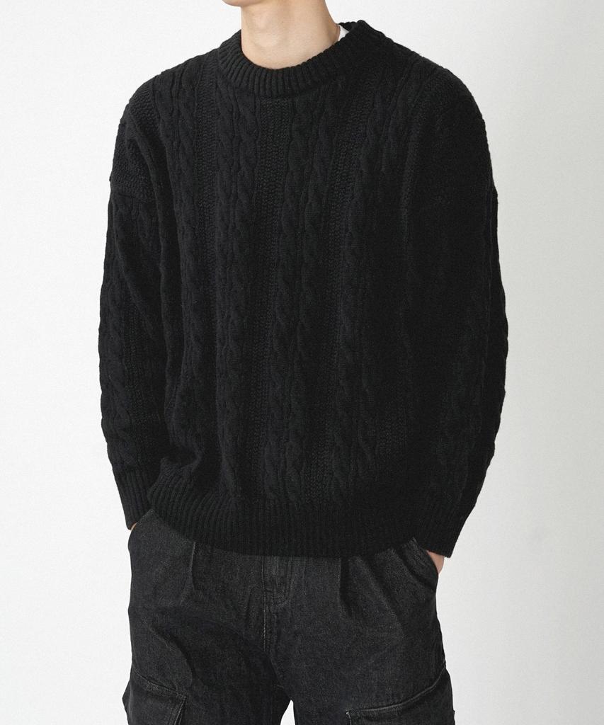 UNDEROFF Oversized Cable Knit Fisherman Black