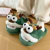 Women New Cute Christmas Elk Cotton Slippers Winter Fashion Indoor Non-slip Fluffy Slippers Women Warm Soft Fur Thick Sole Shoes