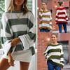 Pull en maille rayé color block pour femme, nouvelle mode d'automne, avec col rond côtelé
