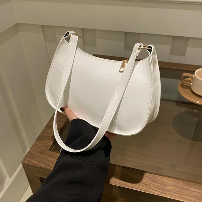 Solid Color PU Leather Shoulder Bag for Women Stylish Casual Hobo Underarm Handbag Fashion Accessory Hobos Underarm Bag