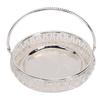 Metal Fruit Tray Zinc Alloy Round Snack Dessert Pastry Serving Tray with Handle for Family Gathering Table Decoration