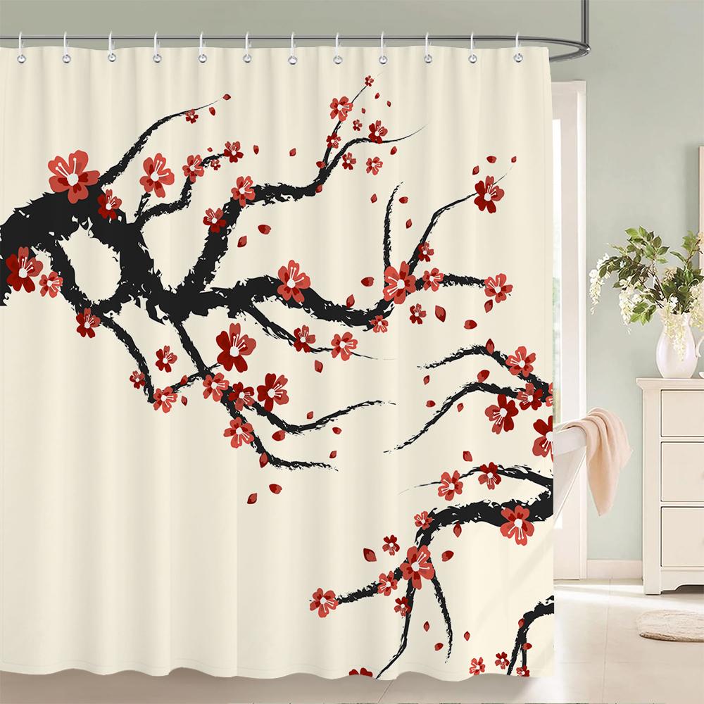 Waterproof Polyester Fabric Shower Curtains Japanese-Style Printing Bathroom Curtains For Home Decoration Curtain