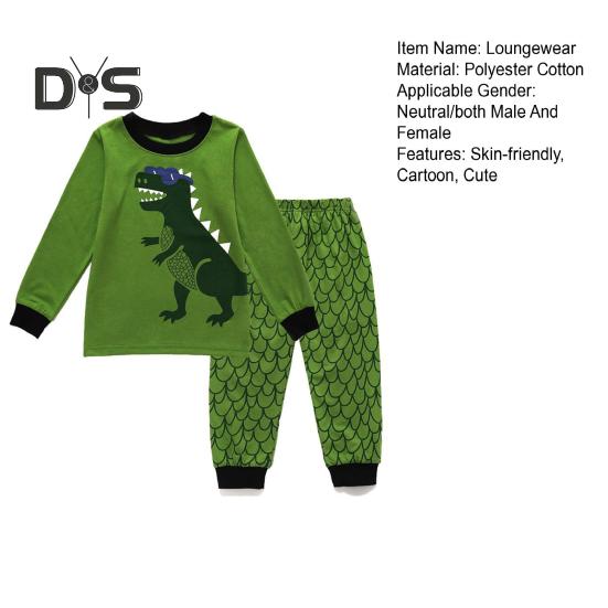 Kids Dinosaur Pajamas Set 2 Piece Pajamas Outfits Kids Cartoon Print Nightwear Skin-friendly Loungewear Homewear Suits