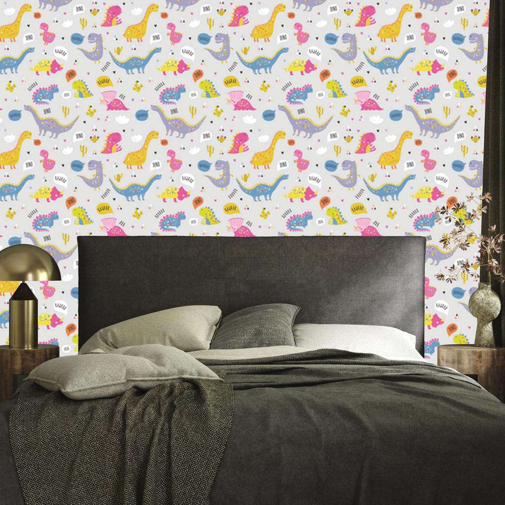 Wallpaper Colorful Dinosaurs Flowers Nature for Living Room and Bedroom 50x1000