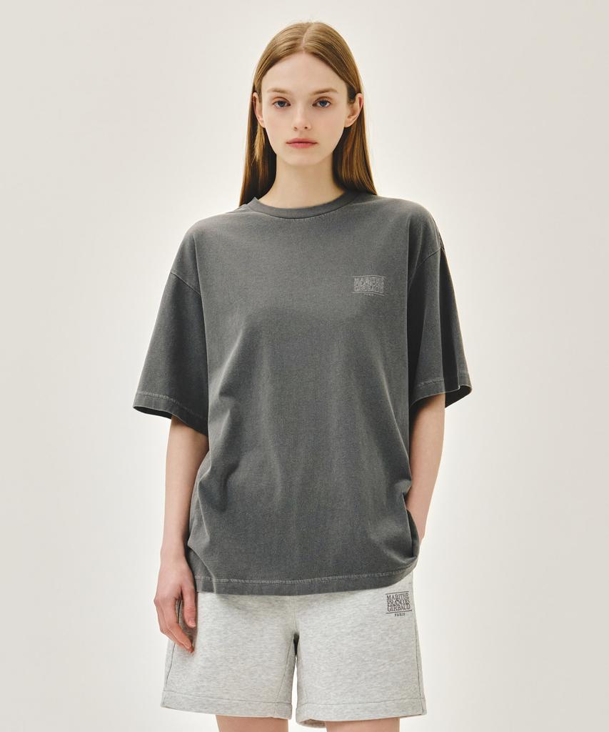 Malittepeulangsowajeobeo Outline Classic Logo Dyeing Oversized Tee Charcoal