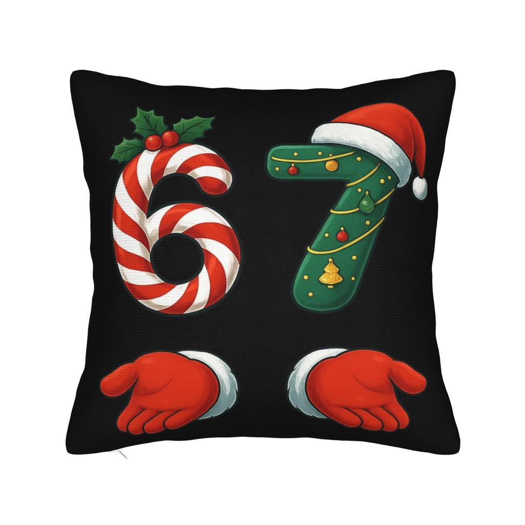 67 Six Seven Meme Pillow Cover Brainrot Print Cushion Cover Funny Pillow Case For Sofa Couch Bed Living Room