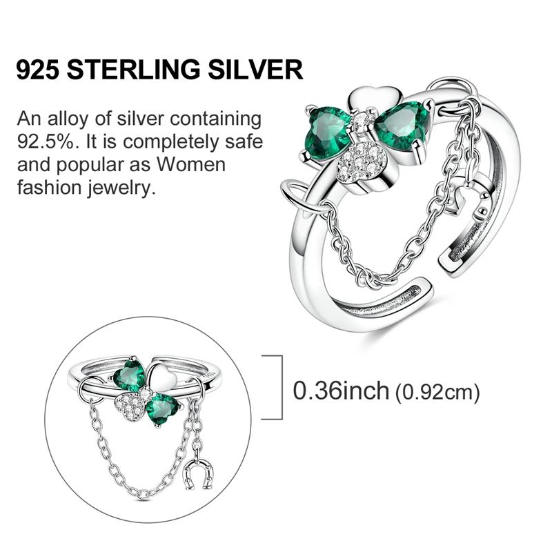 Original 925 Silver Ring Mushroom Cherry Feather Open Rings for Women Girls Jewelry Birthday Anniversary Engagement Gifts