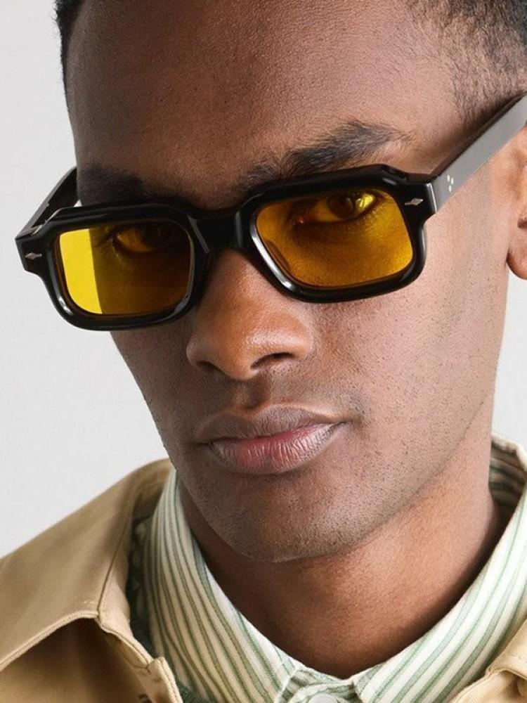 Vintage Vierkante Zonnebril Mannen Vrouwen Retro Klinknagels Rechthoekige Zonneklep UV400 Bescherming Mode Merk Brillen